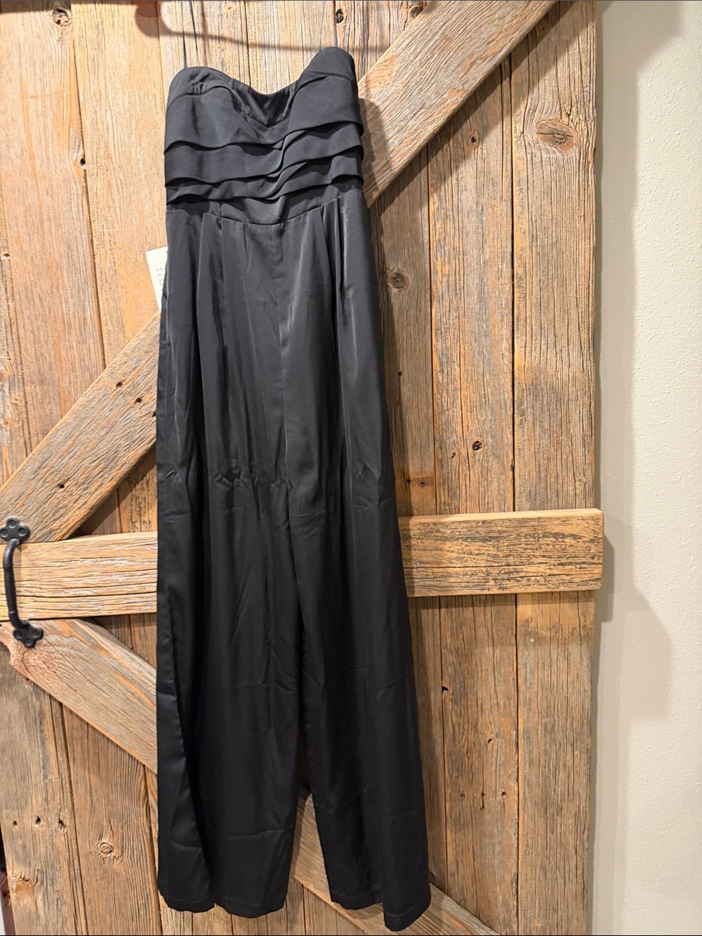 Mustard Seed Strapless Black Wide-Leg Jumpsuit